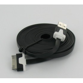 Oem - Ultra flat iPhone usb sync en laadkabel 3m zwart YAI509 -  - YAI509